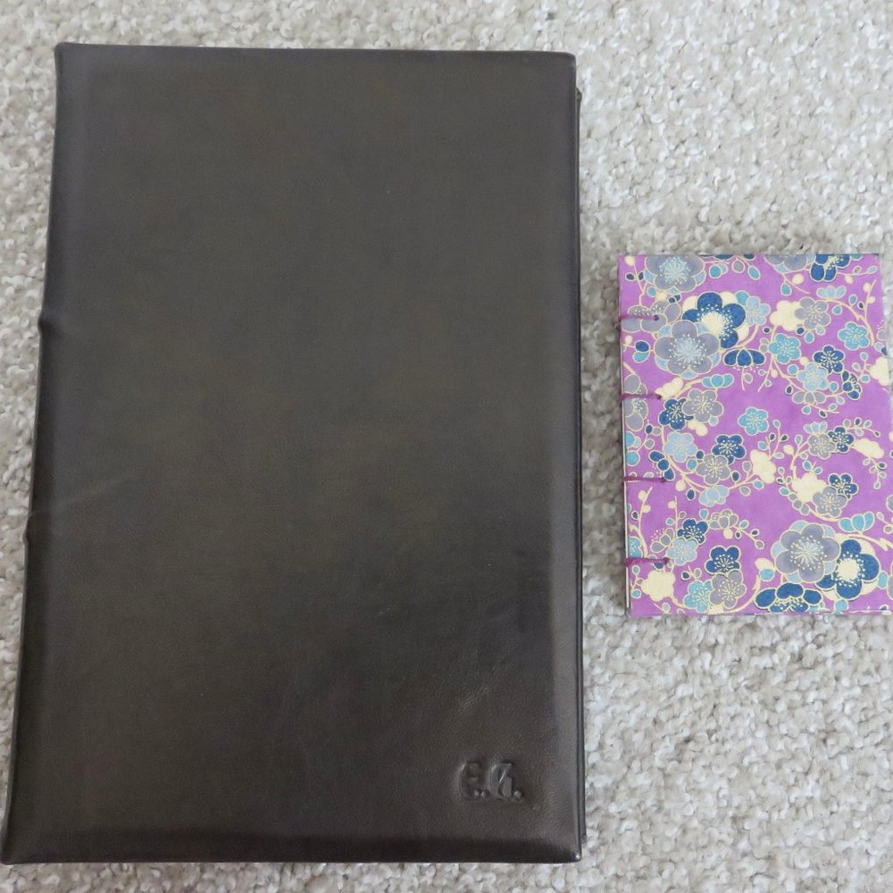 *GIFT* Handmade Custom Leather Mono "EG" Journal + Small Notebook w/ Blank Pages